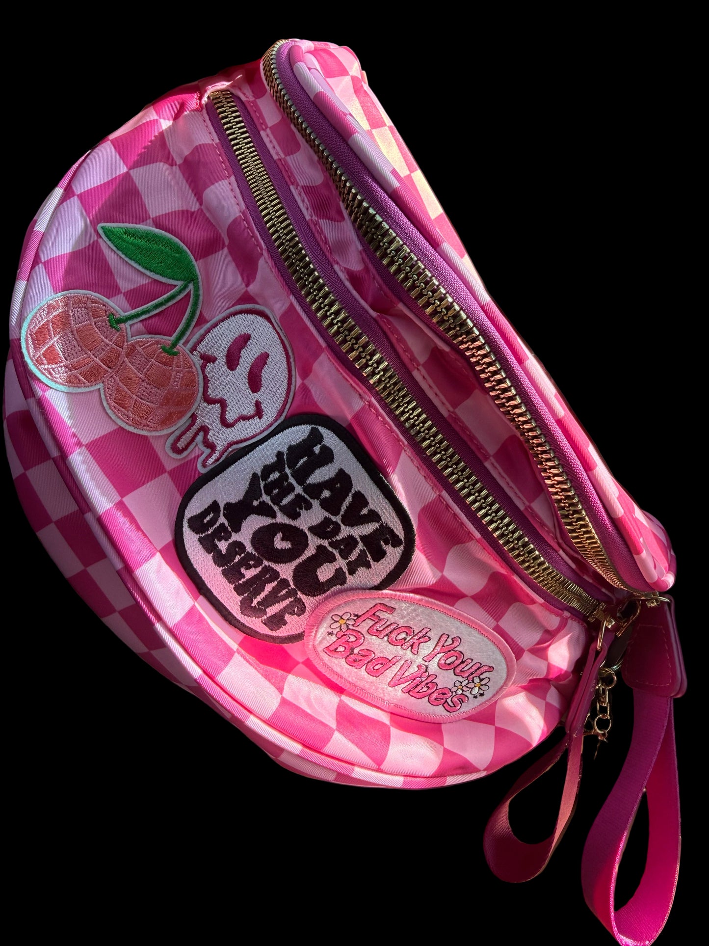 Pink patch bum bag